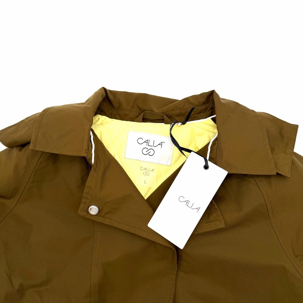 NWT New Calia Womens Crop Trench Coat Jacket Large L Button Pockets Lightweight - Picture 6 of 7